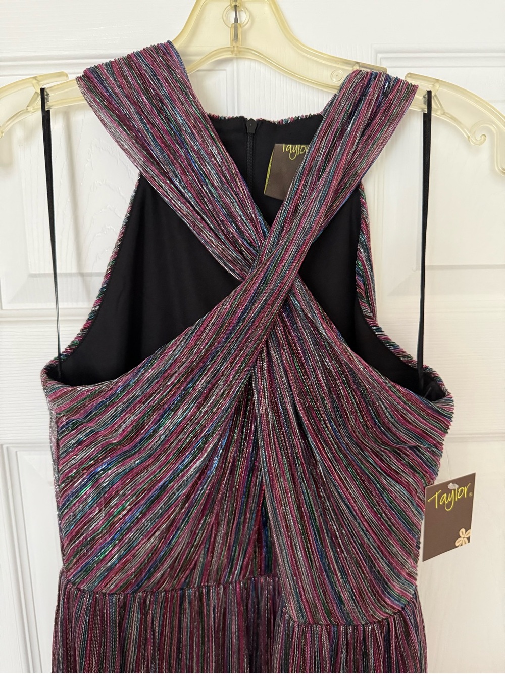 Taylor Iridescent Purple Pleated Cross-Back Maxi Dress - Picture 2 of 2